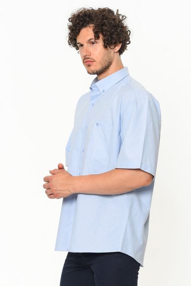 Мужская синяя рубашка больших размеров Varetta с коротким рукавом - фото 3