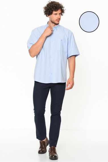 Мужская синяя рубашка больших размеров Varetta с коротким рукавом - фото 1