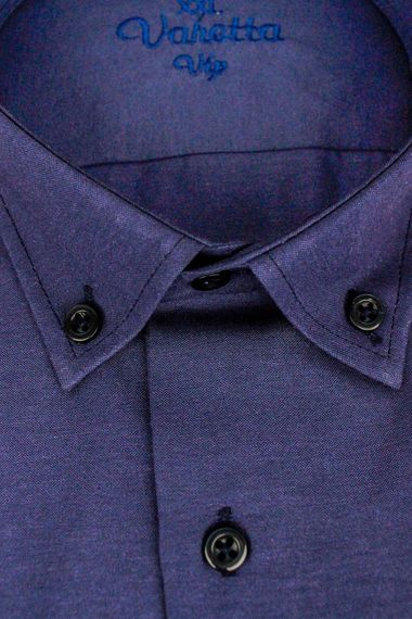 Varetta Мужская темно-синяя рубашка больших размеров с коротким рукавом - фото 3