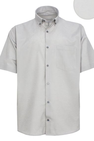 Мужская серая рубашка из хлопкового атласа Varetta большого размера с коротким рукавом - фото 3