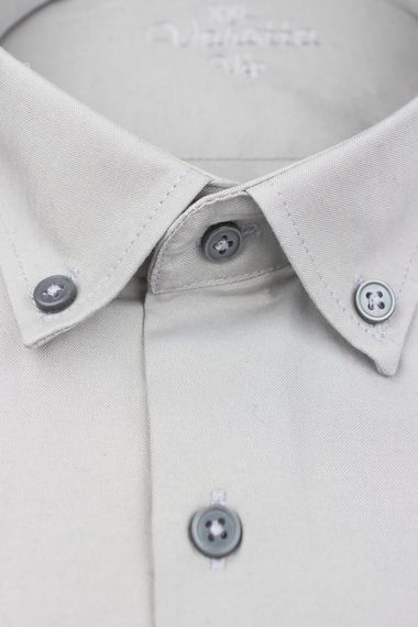 Мужская серая рубашка из хлопкового атласа Varetta большого размера с коротким рукавом - фото 2