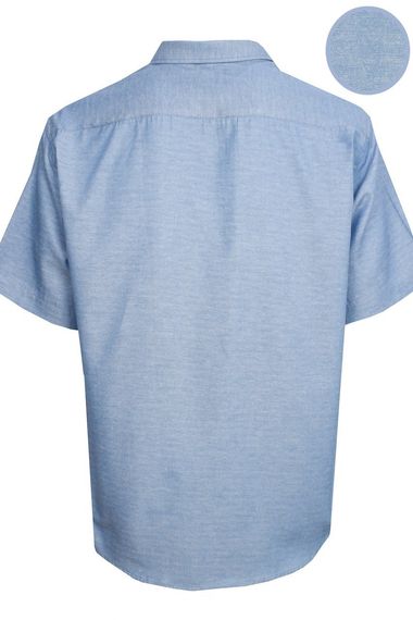 Varetta Мужская синяя хлопковая атласная рубашка Каролина больших размеров с короткими рукавами - фото 4