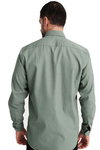 Мужская зеленая габардиновая джинсовая рубашка Varetta с двумя карманами Lewis Model - фото 3