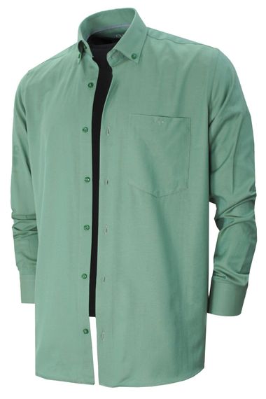 Varetta Мужская пастельно-зеленая однотонная рубашка с длинным рукавом - фото 4