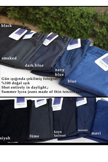 Мужские летние темно-синие джинсы Varetta из тенселя с боковыми карманами - фото 3