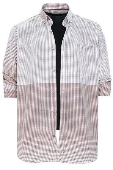 Varetta Men's White Brown Checkered Long Sleeve Shirt - photo 1
