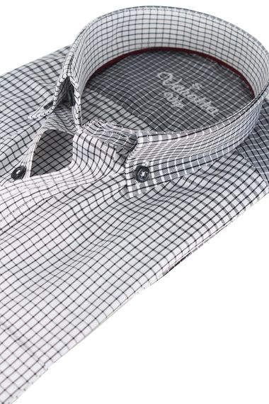 قميص Varetta ذو مربعات رمادية اللون بأكمام طويلة للرجال - صورة 1