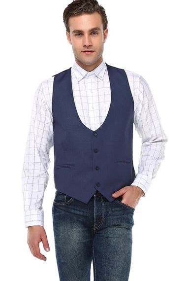 Navy Blue Vest Men's Slim Cut - photo 1