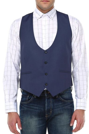 Navy Blue Vest Men's Slim Cut - photo 3