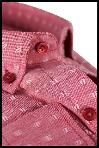 Men's Pink Classic Cut Single Pocket Long Sleeve Checkered Shirt - photo 3