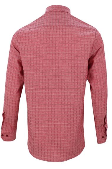 Men's Tile Color Classic Fit Single Pocket Long Sleeve Checkered Shirt - photo 4