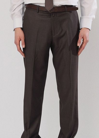 Men's Brown Polyviscon Fabric Trousers - photo 2