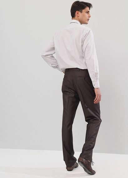 Men's Brown Polyviscon Fabric Trousers - photo 3