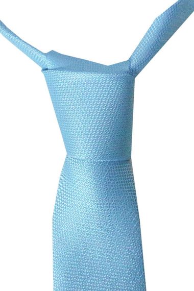 Men's Turquoise Dobby Eyelet Pattern Narrow Tie - photo 2