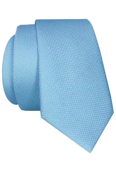 Men's Turquoise Dobby Eyelet Pattern Narrow Tie - photo 1