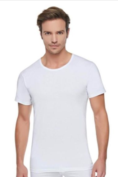 Men's White Cotton Crew Neck 1 Pcs Undershirt - photo 1