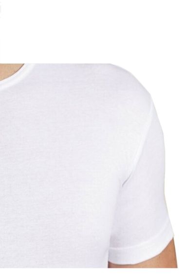 Men's White Cotton Crew Neck 1 Pcs Undershirt - photo 2