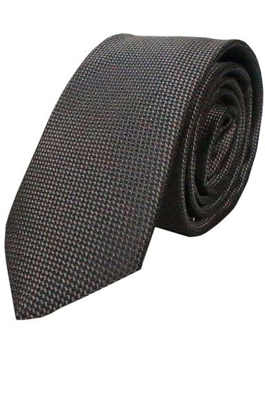 Men's Chocolate Brown Dobby Eyelet Pattern Narrow Tie