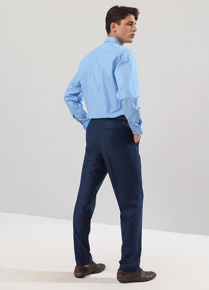 Men's Light Navy Blue Polyviscon Fabric Trousers - photo 3