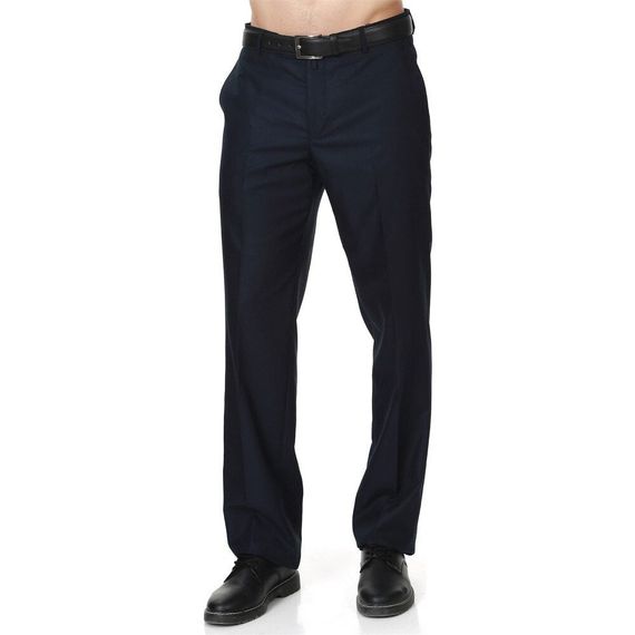 Men's Navy Blue Polyviscon Fabric Trousers - photo 2