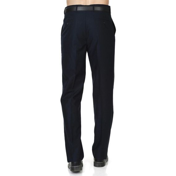 Men's Navy Blue Polyviscon Fabric Trousers - photo 3