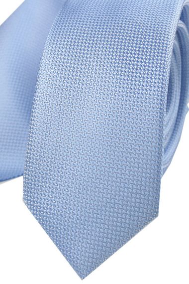 Men's Light Blue Dobby Eyelet Pattern Narrow Handkerchief Tie