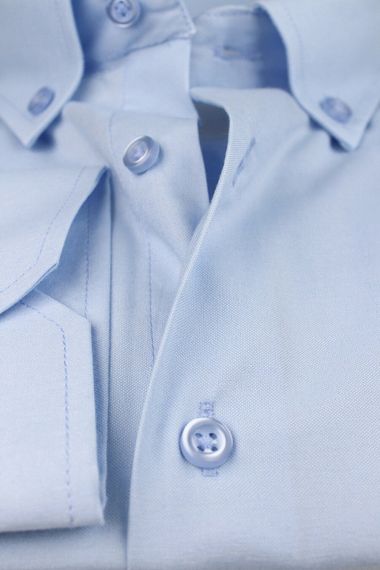 Varetta Men's Light Blue Large Size Collar Buttoned Straight Long Sleeve Shirt - photo 3