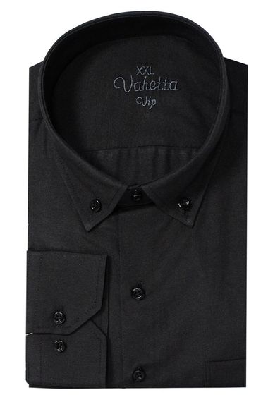 Varetta Men's Black Plus Size Collar Buttoned Long Sleeved Straight Shirt - photo 1