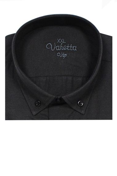 Varetta Men's Black Plus Size Collar Buttoned Long Sleeved Straight Shirt - photo 3