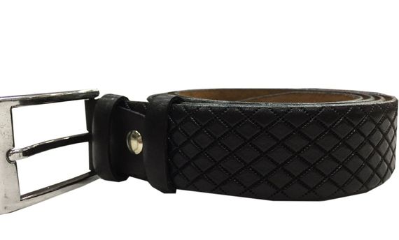 Varetta Men's Black Cross Pattern Leather Belt