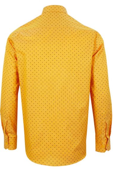 Men's Yellow Printed Classic Cut Long Sleeve One Pocket Shirt - photo 4