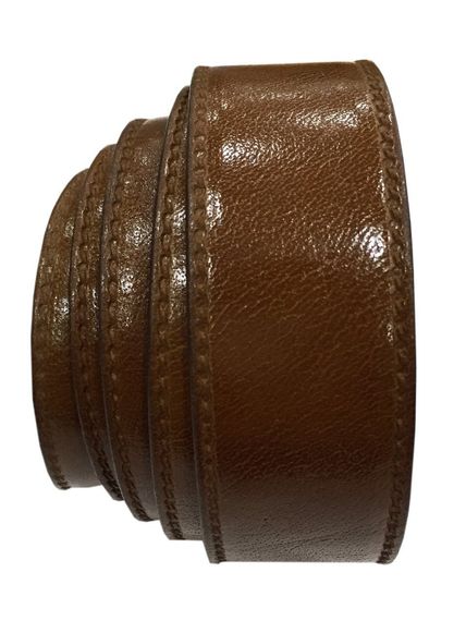 Varetta Men's Dark Brown Stitched Pattern Leather Belt