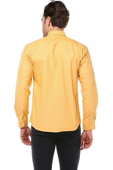 Varetta Men's Gold Printed Slim Fit Long Sleeve Shirt - photo 4