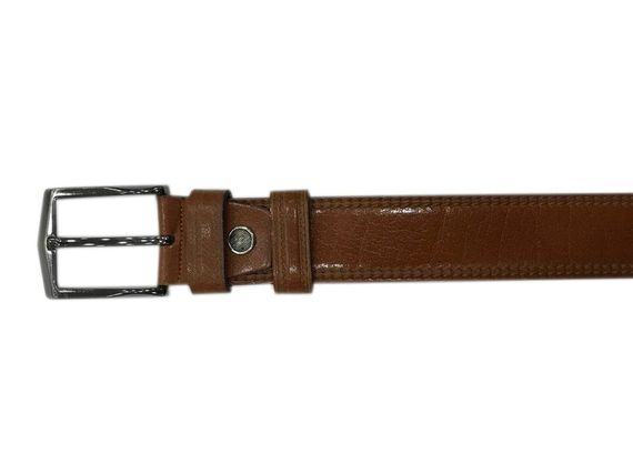 Varetta Men's Dark Brown Stitched Pattern Leather Belt