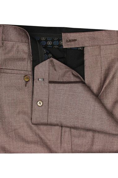 Men's Cinnamon Color Polyviscon Fabric Trousers - photo 3