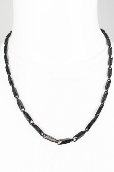 Men's Black Silver Steel Chain Necklace - photo 1