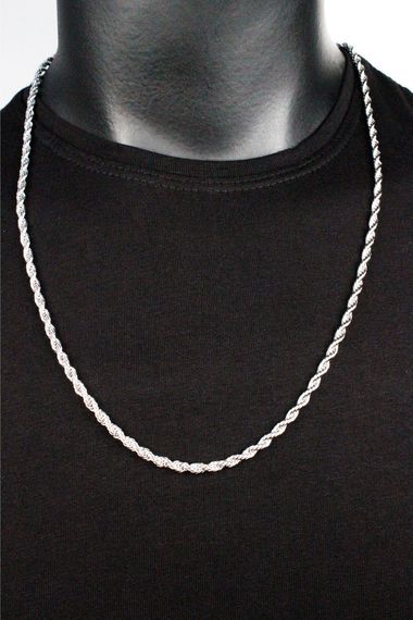 Men's Silver Steel Chain Necklace