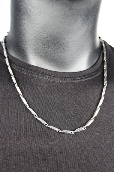 Men's Bullet Color Silver Steel Chain Necklace