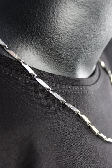 Men's Bullet Color Silver Steel Chain Necklace