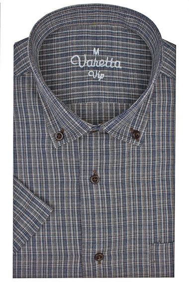 Men's Brown Short Sleeve Classic Cut Collar Buttoned One Pocket Shirt - photo 1