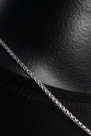 Men's Polar Gray Silver Steel Chain Necklace