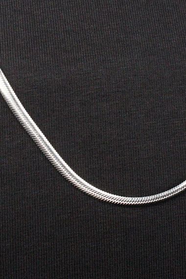 Men's Light Gray Silver Steel Chain Necklace - photo 3