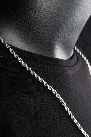 Men's Polar Gray Silver Steel Chain Necklace