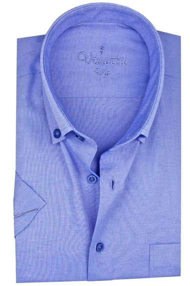 Men's Lord Blue Short Sleeve Classic Cut Collar Buttoned Cotton Satin Shirt - photo 3