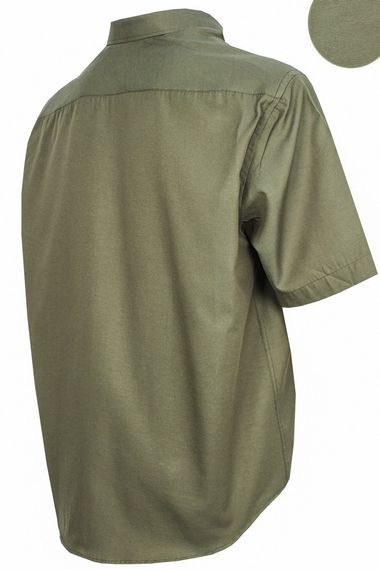 Men's Green Short Sleeve Plus Size Cotton Satin Shirt - photo 4