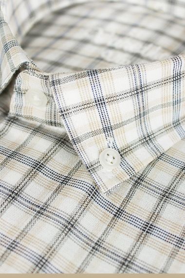 Men's White-Tank Classic Cut Buttoned Collar Checked Short Sleeve Shirt - photo 3