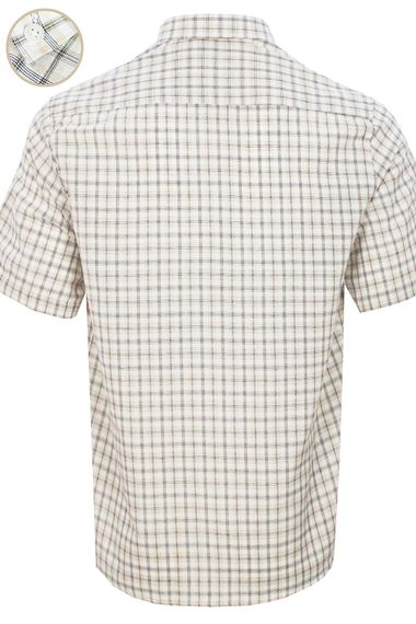 Men's White-Tank Classic Cut Buttoned Collar Checked Short Sleeve Shirt - photo 4