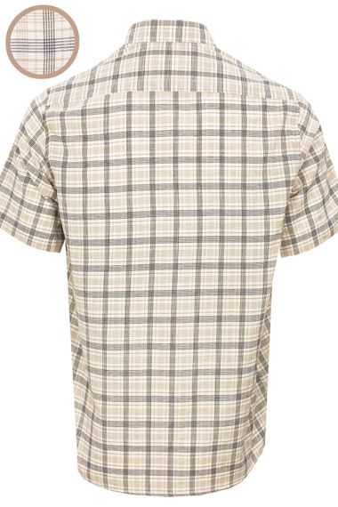 Men's White-Cream Classic Cut Buttoned Collar Checked Short Sleeve Shirt - photo 4