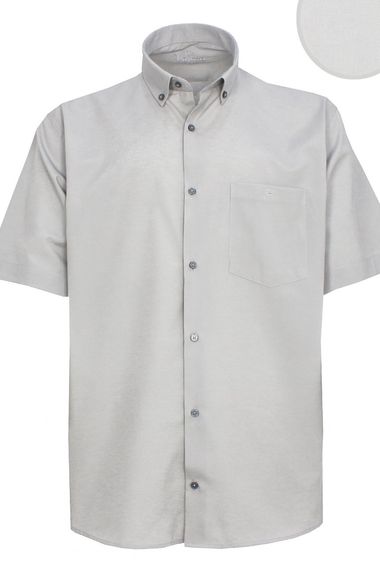 Varetta Men's Gray Large Size Cotton Satin Short Sleeve Shirt - photo 3