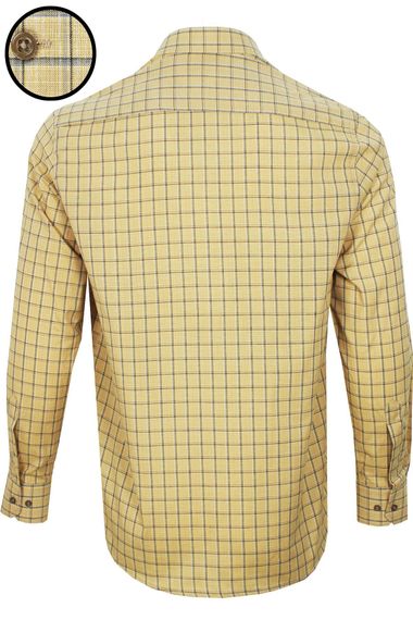 Varetta Men's Checked Mustard Long Sleeve Classic Cut Collar Buttoned Shirt - photo 2